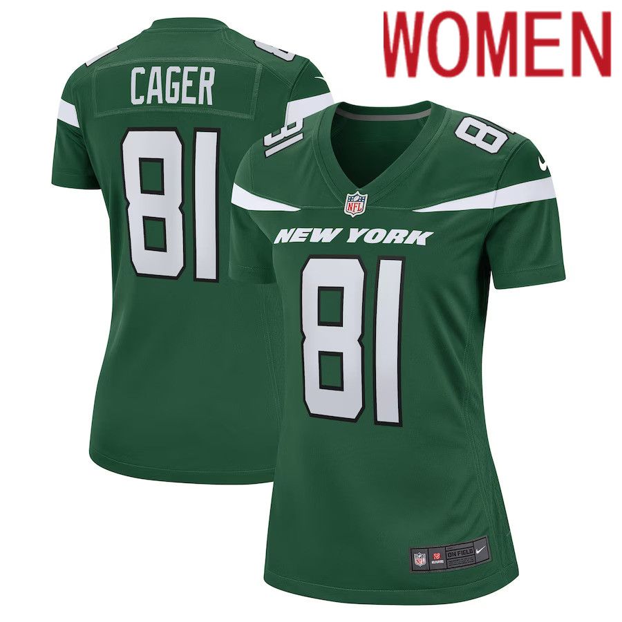 Women New York Jets #81 Lawrence Cager Nike Gotham Green Team Game Player NFL Jersey